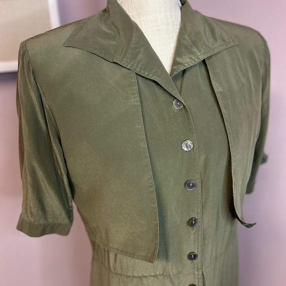 Styleworks size 8 army green dress with buttons down the front. Short sleeve. - Picture 6 of 11